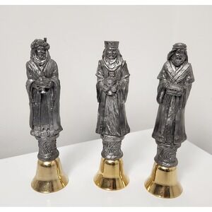 Vintage Three Kings Wise Men Pewter‎ Bells Christmas Limited Set Michael Ricker